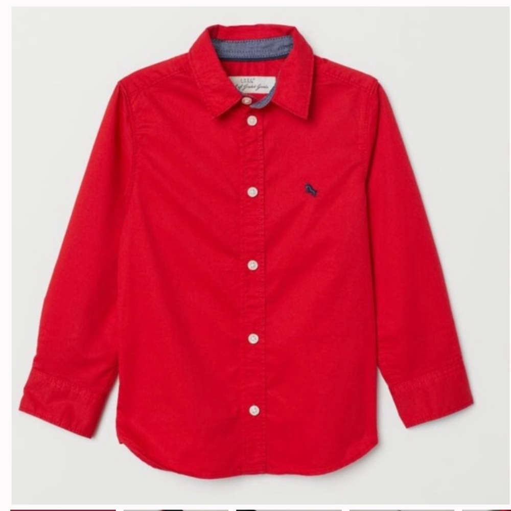 H&M L.O.G.G. Red Button Down Long Sleeve Shirt Size 6-9 Months
